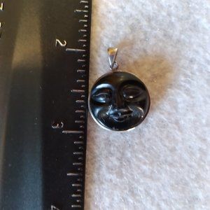 Black Onyx Moon Face Pendant